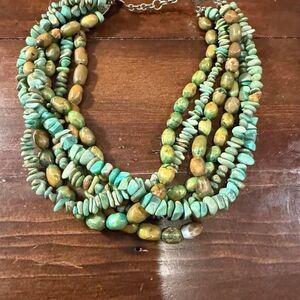 Six strand vintage turquoise necklace, 925 sterling silver clasp